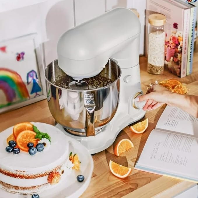 Wonderful Kitchen Stand Mixer 5.3 Qt Bowl, 12 Speeds Tilt-Head, Dough Hook Flat Beater Whisk for Baking Tasks Metal Build for Baking (White Icing)