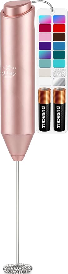 Zulay Kitchen Powerful Milk Frother AA Batteries Included – Ultra Fast Handheld Drink Mixer with Stainless Steel Whisk Stirrer for Coffee, Protein, Matcha & More, Frother Wand Electric Frothmate