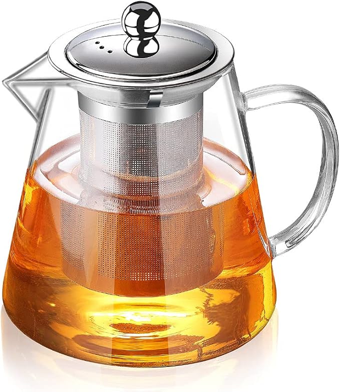 TMOST Glass Teapot with Infuser Tea Pot 1300ml/43oz Tea Kettle Stovetop Safe Blooming and Loose Leaf Tea Maker Set (43oz/ 1300ml)