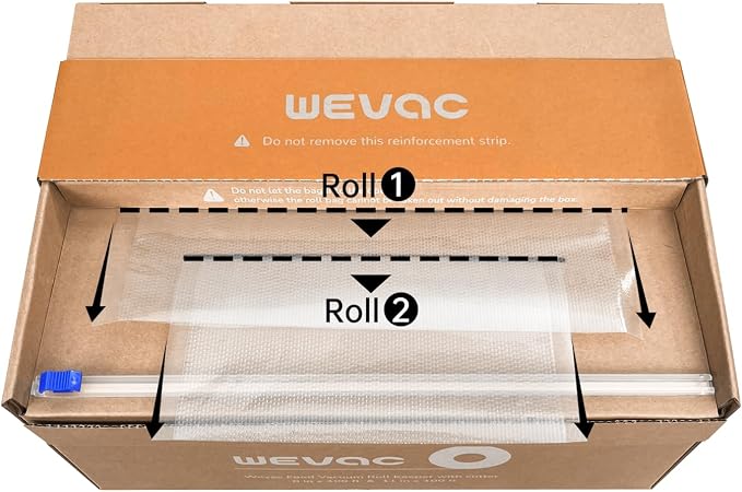 Wevac Vacuum Sealer Bags for Food, 8"x100' & 11"x100' Rolls with Cutter Box | BPA free, Commercial Grade, Heavy Duty, Freezer Safe, Sous Vide, Meal Prep, Meat & fish, Compatible with FoodSaver Sealers