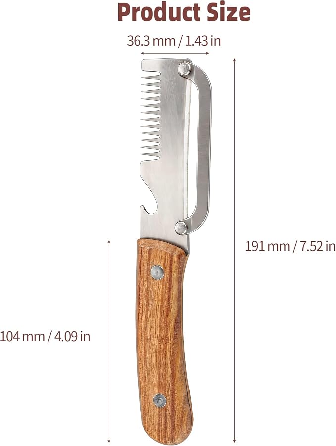 Julienne Peeler Vegetable Peeler for Veggie Potato Carrot(2 Pack) | Multifunctional Cabbage Shredder | 3 in 1 Peeler and Julienne Shredder Tool | Wooden Handle | Bottle Opener