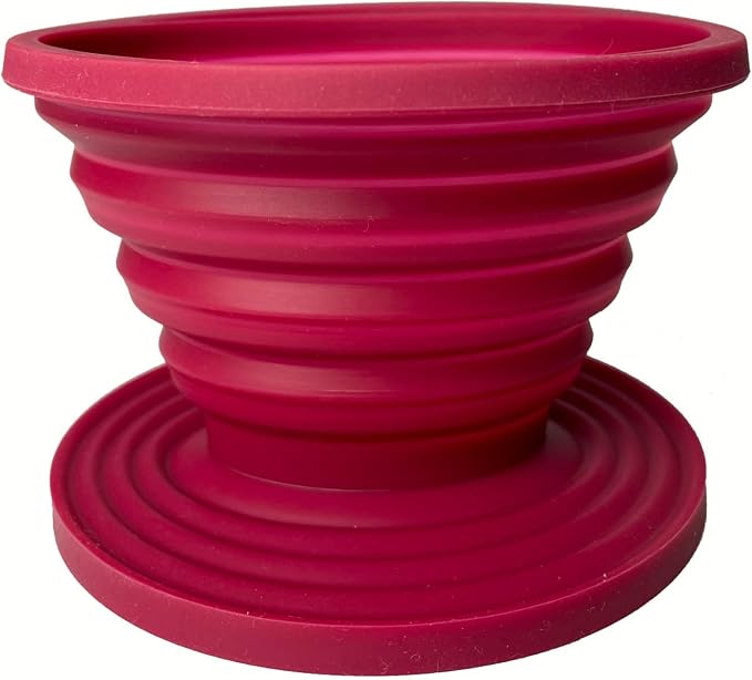 Attsky Collapsible Pour Over Coffee Dripper for Camping, 2-Pack, Red | Reusable Silicone Filter Holder for Travel & Backpacking, Brews 2+ Cups, Single-Cup Brewer, Compact Camp Coffee Maker Kit