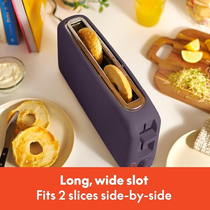 bella Fits-Anywhere™ 2-Slice Slim Toaster, Long Slot & Extra Wide, Plum