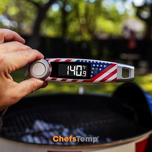 Finaltouch X10 Instant Read Digital Meat Thermometer NSF Certified | Waterproof Professional for Cooking Grill BBQ Candy Oil with Rotating Probe & Backlit Display (Patriotic Limited Edition)