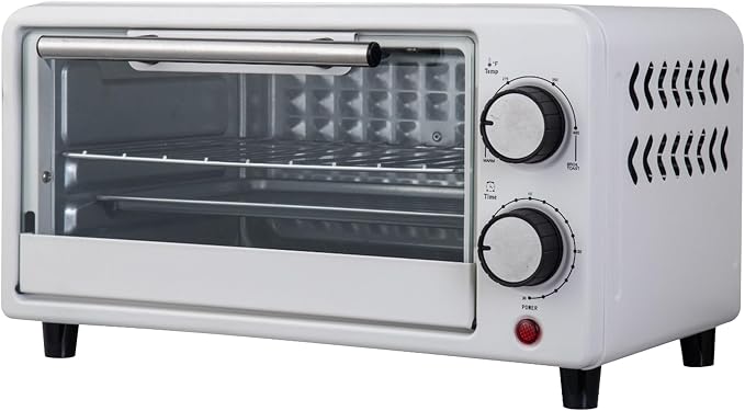 Kitchen Elite 4-Slice Countertop Toaster Oven, Stainless Steel Tray, White