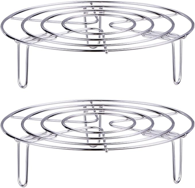 2Pcs Steam Rack, Heavy Duty Steaming Rack Stand, Stainless Steel Round Steamer Cooling Rack Trivet, Pot Steamer Insert Food Stand, Steaming Cookware Accessories(Size:19.5cm/7.68in)