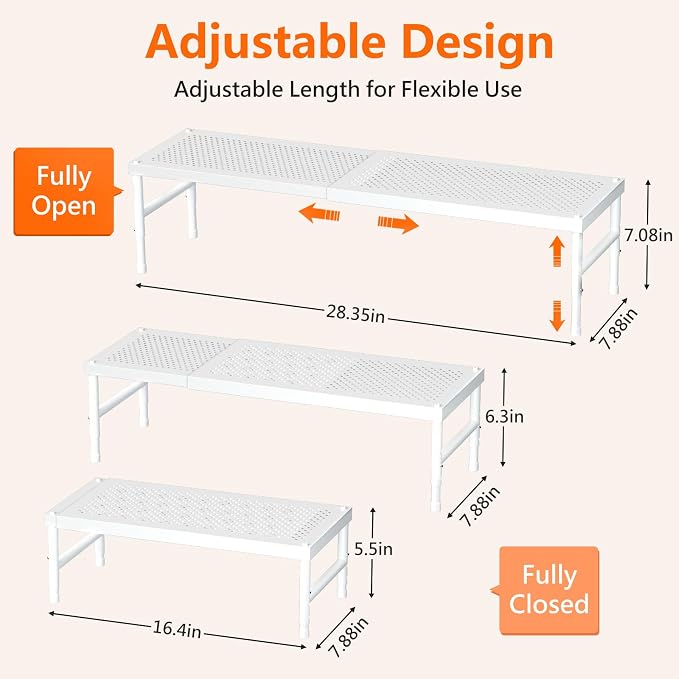Kitchen cabinet organizer shelf,Spice Racks,Counter Shelf for Cabinets | Expandable adjustable stackable Heavy Duty Metal Pantry Storage Shelves Racks for kitchen,Small Cupboard Organizers