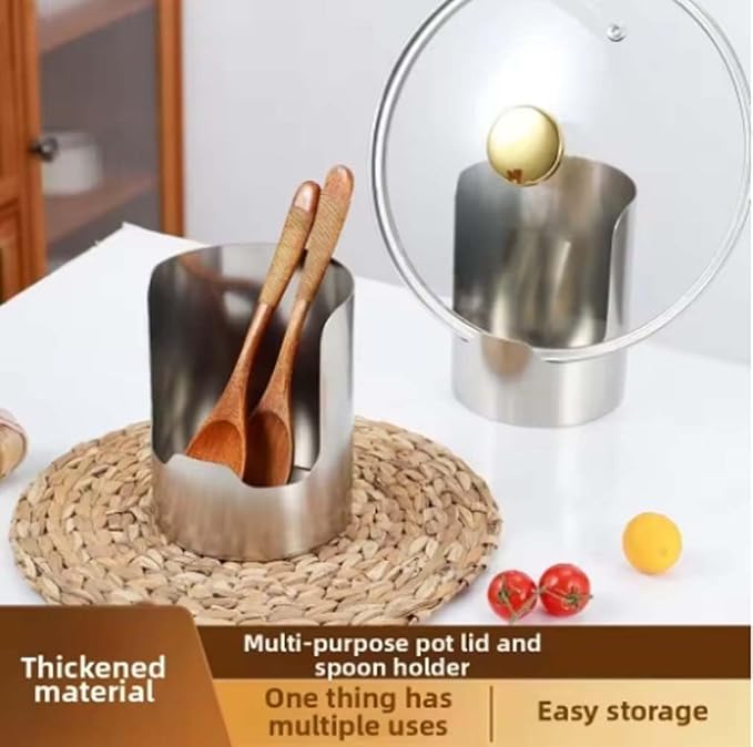 Multi-functional Kitchen Utensil Holder, Thickened Stainless Steel Countertop Organizer, Heavy Duty Stainless Steel Pot Lid Organizer and Spoon Rest for Countertop
