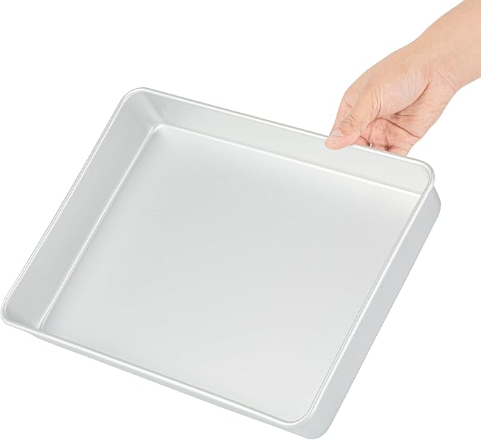 Restaurantware-Met Lux 13 x 9 x 2 Inch Straight-Sided Baking Tins, 12 Rectangular Cake Pans - Oven-Ready, Freezable, Anodized Aluminum Baking Sheet Cake Pans, Greaseproof, For Birthday Cakes