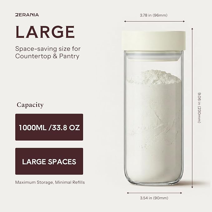 33 oz Glass Canning and Storage Containers Jar with Airtight Lids | Twist Seal Jar with Silicone Ring, Wide mouth Suitable for Pickling, Meal Prep, Coffee Beans, Candy, Dry Pantry Goods