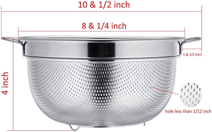 TeamFar Colander, 3qt Stainless Steel Micro-Perforated Colander Strainer | Metal Food Strainer for Draining/Washing/Rinsing Pasta Vegetables Fruits, Healthy, Sturdy & Dishwasher Safe