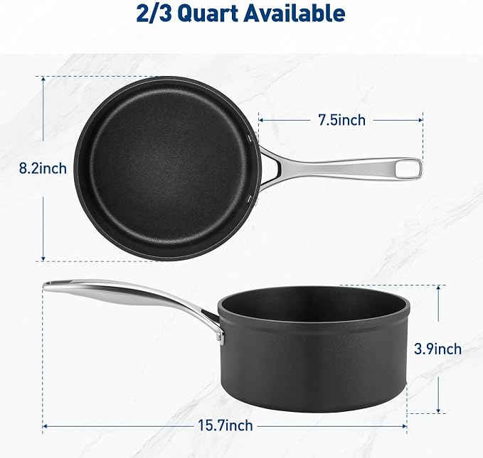 Duxtop Pro Hard Anodized Nonstick Sauce Pan with Lid 3 Quart | Induction Cooking Pot, Nonstick Coating Supports Easy Cleanup, Dishwasher & Oven Safe