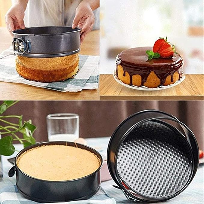 Kitchen Tool Cake Baking Supplies Non-stick Removable Bottom Springform Cake Pan TinBaking Heart shaped cake pans Leak proof and high temperature resistant Square roud Heart cake Pans Set of 3