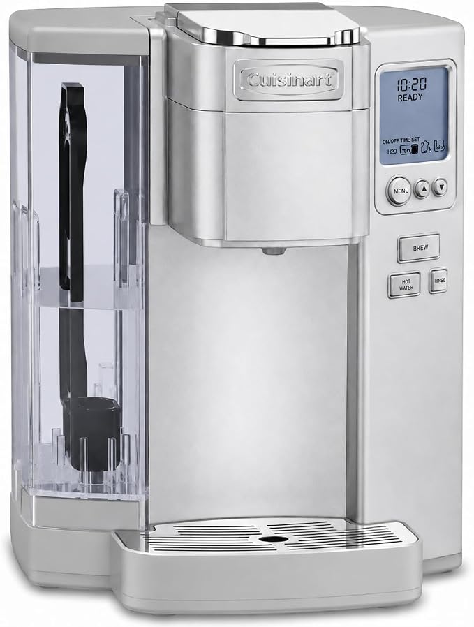 Cuisinart Coffee Maker, Single Serve 72-Ounce Reservoir Coffee Machine, Programmable Brewing & Hot Water Dispenser, Stainless Steel, Cool Grey