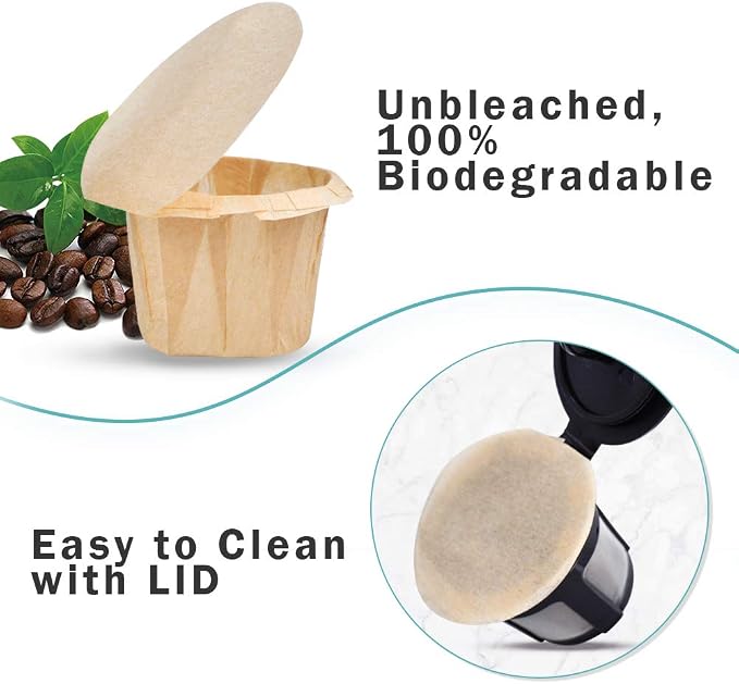 2 Reusable Keurg Cups & 300 Unbleached Keurg Coffee Pods Paper Filters with Lids,Disposable Keurg Filters Single Serve Coffee Filters Compatible with Keurg 2.0&1.0 Coffee Maker