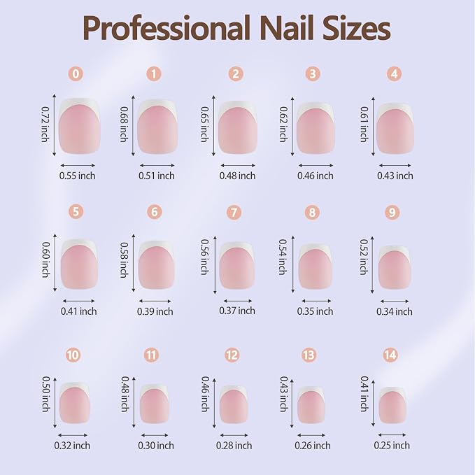 Misssix 150Pcs French Tip Press on Nails, Short Square Pink Gel Fake Nails | No Need to File 3 in 1 Tips Pre-lasting, Gel Fake Nails for Nail Art DIY 15 Sizes