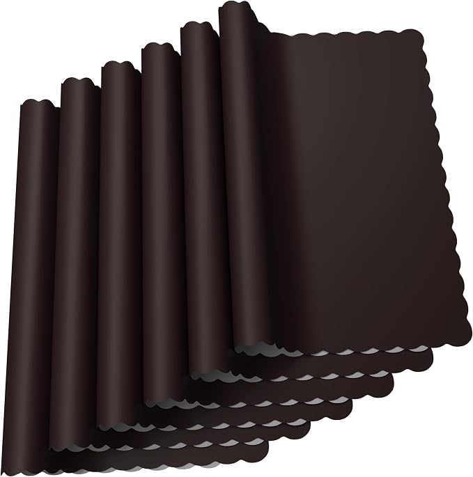 Paper Placemats - Disposable - Scalloped Edge (100, Black)