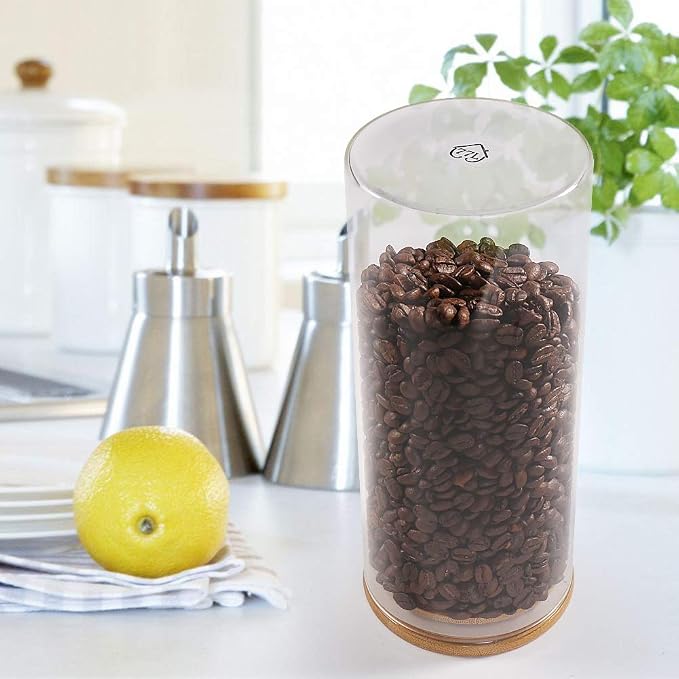 Glass Coffee Bean Container, 52.36 FL OZ (1550 ML), [Thickened Version] Glass Food Storage Jar with Airtight Seal Bamboo Lid - Clear Food Storage Canister for Serving Tea, Coffee, Spice and More