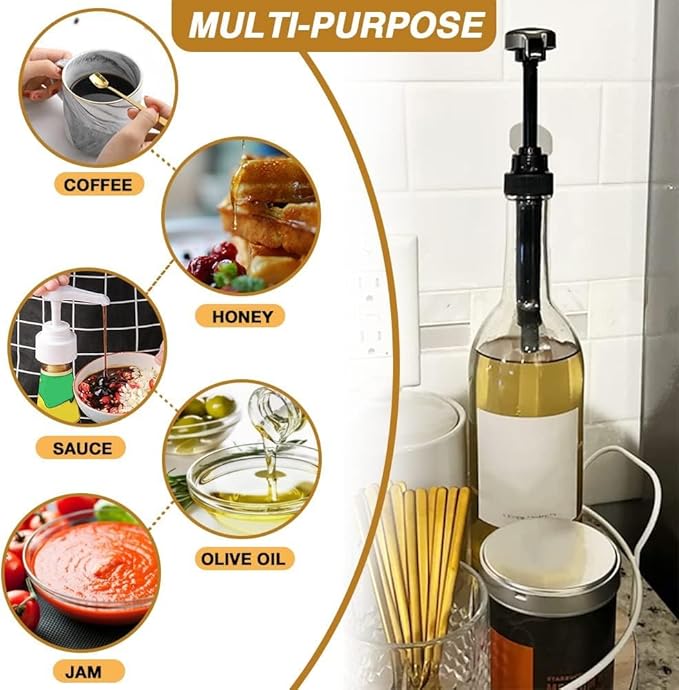 20 Pcs Gold Coffee Syrup Pump Compatible with 25.4Oz/750ml Bottles | Syrup Dispenser Pumps, Great for Home & Coffee Bar, Drinking Mixes, Tea, Beverage, Cocktails, Syrup Bottles, Plus Spoons
