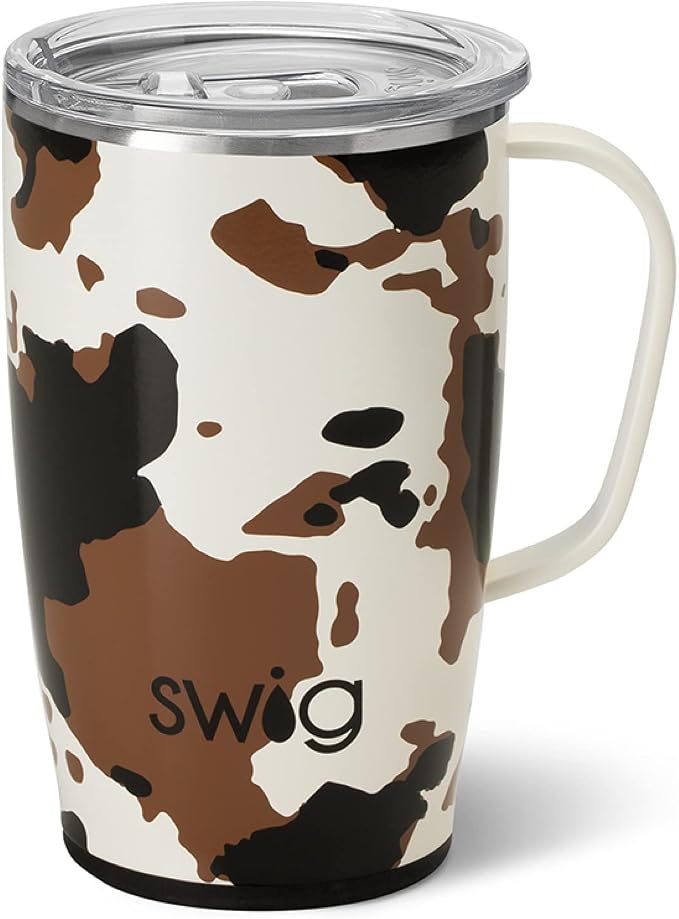 Swig Life 18oz Insulated Travel Mug with Handle & Lid, Hayride | Triple Insulated Stainless Steel - Handle & Lid Included - Keeps Coffee Hot or Cold - Cup Holder Friendly