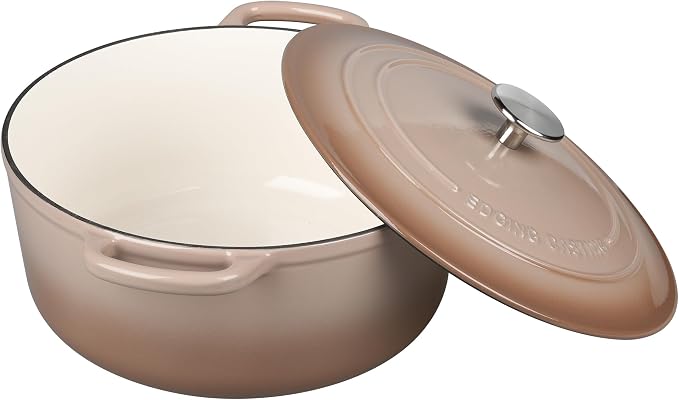 EDGING CASTING Enameled Dutch Ovens Cast Iron Dutch Oven Pot with Lid for Bread Baking, Cook, Dual Handle, 7 Quart, Mocha