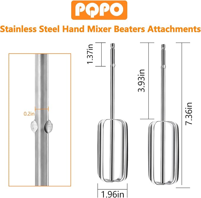 2 Pcs Hand Mixer Beaters Stainless Steel Attachments Compatible with kitchenAid Hand Mixer,Hand Mixers Replacement Parts