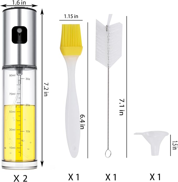 NIKKIER Oil Sprayer for Cooking,2 Pack 100ml Olive Oil Spritzer,Oil Sprayer for Air Fryer, Salad,BBQ,Roasting