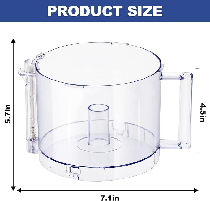 Top with 4 Locking Tabs DLC-005AGTXT1 Food Processor Work Bowl Replacement with Handle 14-Cup Compatible With Cuisinart DFP-14,Fits DFP-14NWBCT1 Work Bowl Cover