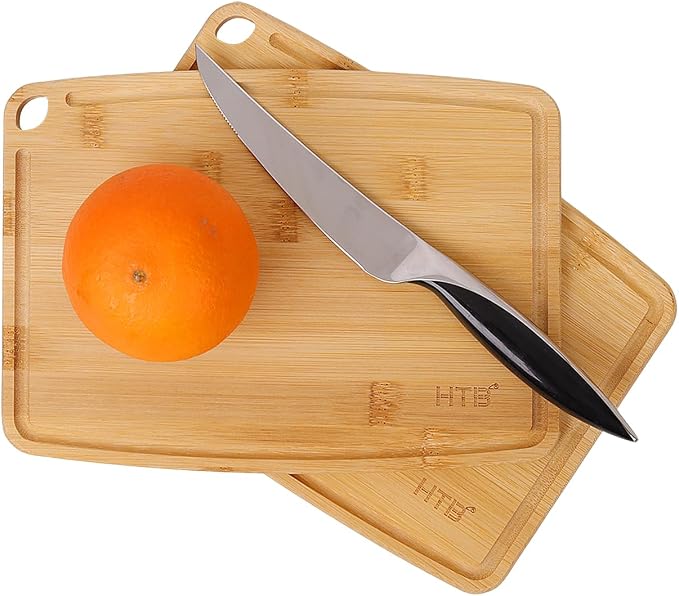 HTB Bamboo Cutting Board for Kitchen Wooden Chopping Board, Mini 2PCS | Lightweight, Solid, Small, 2Pcs Sets, Bamboo, Sandwich Boards, Serving Boards, Breakfast, Machine wash