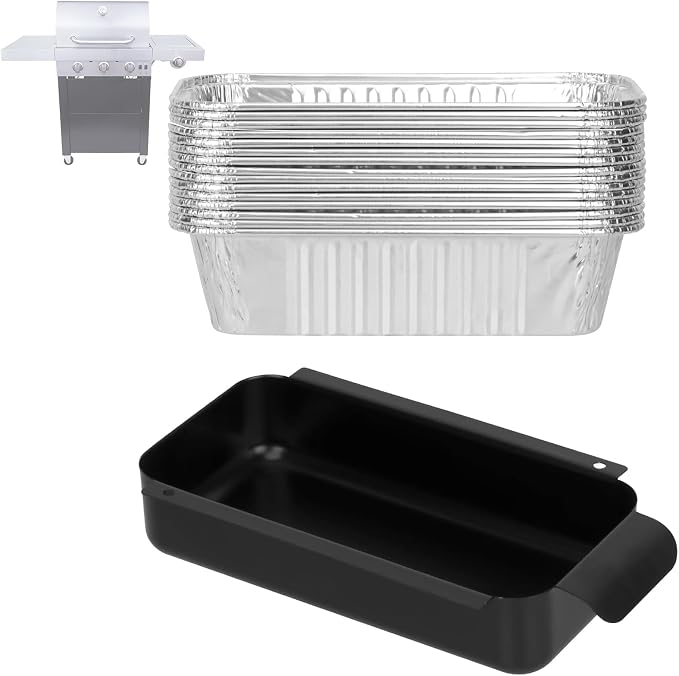 Grease Pan for Charbroil 9328812P06 G416-0015-W1 Grease Catcher with 15-Pack Aluminum Disposable Drip Pan for Charbroil Performance 463331221 463365021 and More