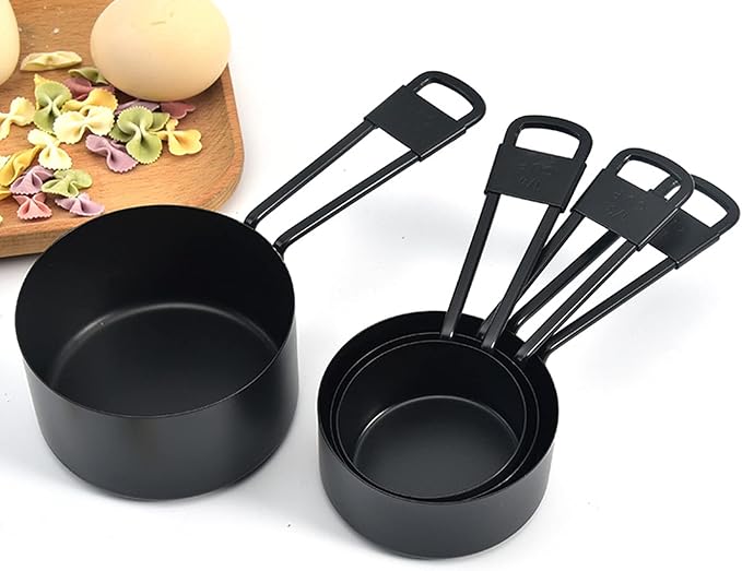Black Stainless Steel Measuring Cups and Spoons Set, 9PCS | Kitchen Gadgets for Cooking & Baking