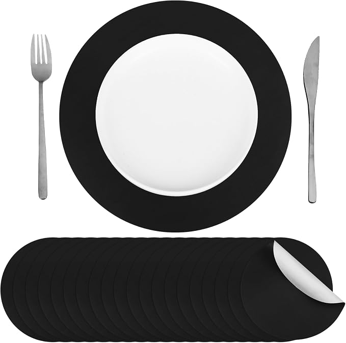 Yeaqee 120 Pcs Disposable Paper Placemats 12 Inch Round Paper Place Mats Blank Table Mats for Restaurant Catering Dining Weddings Birthday Table Holiday Parties Supplies(Black)