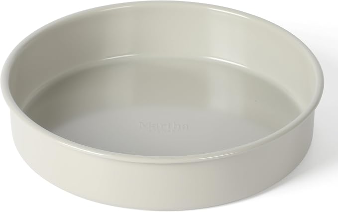 Martha Stewart Gallen 8 Inch Round Nonstick Carbon Steel Cake and Bake Pan – Cool Grey, Durable Bakeware for Even Baking and Easy Release