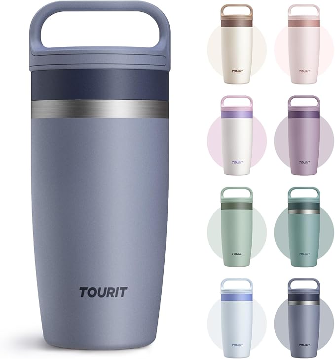 TOURIT Travel Coffee Mug 16 oz,Leakproof 2-Part Drink Lid Tumbler,Navy Blue | Coffee Tumbler Cup, Insulated Stainless Steel Travel Mug, Dishwasher Safe Reusable Water Bottle, BPA-Free Coffee Mug