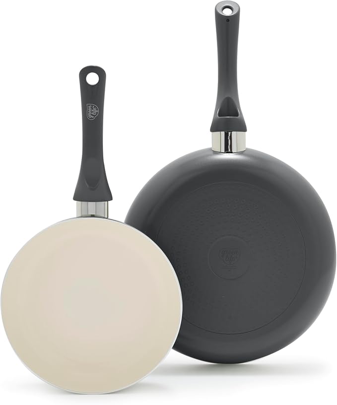 GreenLife 2 Piece (8" & 10") Ceramic Nonstick Skillet Set, Graphite Black | PFAS-Free Nonstick Coating, Frying Pans, Omelet Pans, Everyday Pan, Induction Ready, All Stovetop Compatible, Dishwasher Safe