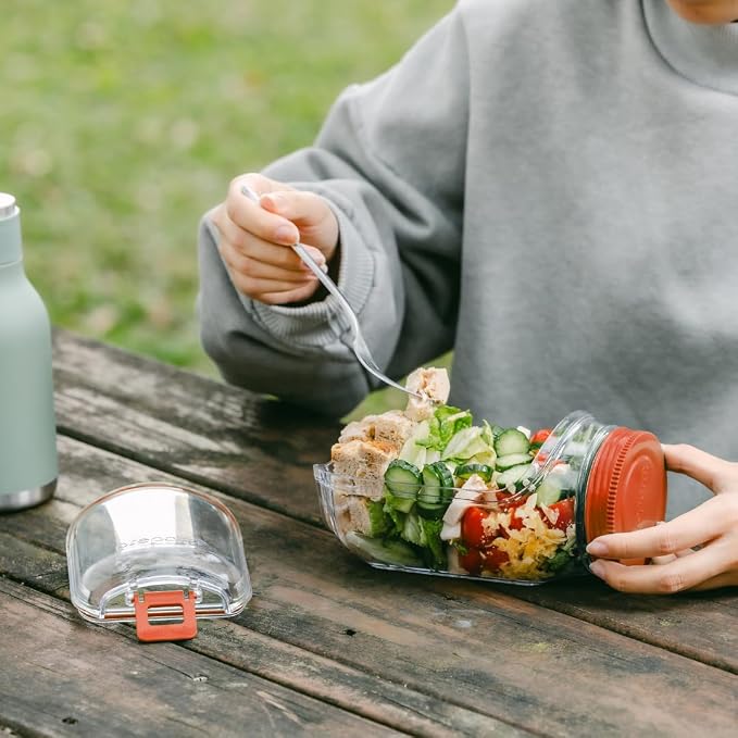 Prepara The Original Salad Pod, 4.5 Cups, Orange | BPA-Free, Ideal for Meal Prep & Salads, 4.5-Cup Pod with 2.5 oz Dressing Capsule