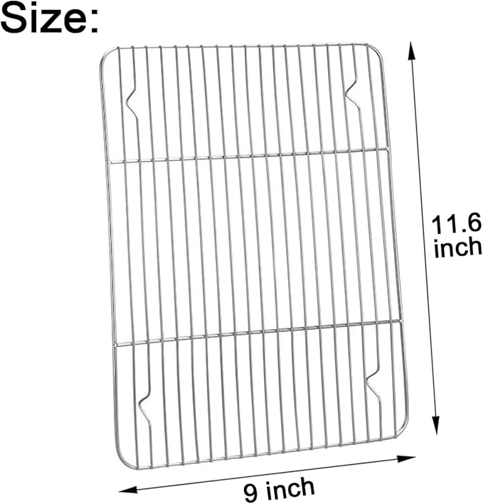 E-far Baking Cooling Rack Set of 2, Stainless Steel Metal Roasting Cooking Racks, Size - 11.6'' x 9'', Non Toxic & Rust Free, Oven & Dishwasher Safe