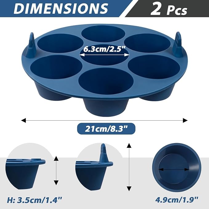 Webake 2PCS Silicone Air Fryer Muffin Pan for Baking Nonstick Egg Btes Silicone Mold BPA Free Muffin Tins Baking Cups