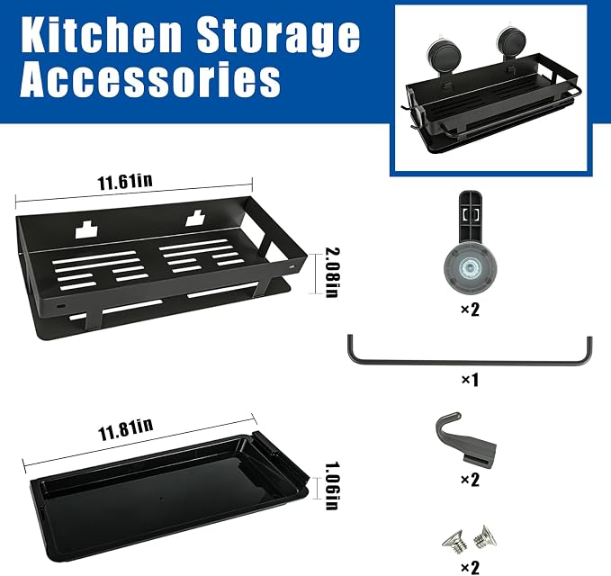 Sponge Holder for Kitchen Sink, Suction Cup Sink Caddy with Tray | Designed for smooth kitchen sink surfaces to organize sponges, brushes, soap and towels while opening up counter space