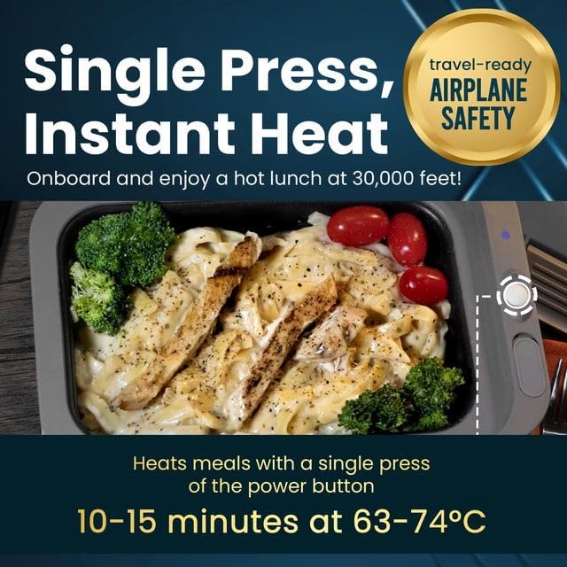 PLUS Self-Heated Cordless Lunch Box & Food Warmer, Ocean | Removable Battery Powered, Child Safe, Portable & Compact, Ideal for Travel, Jobsite, Picnics, School & Outdoor Recreation