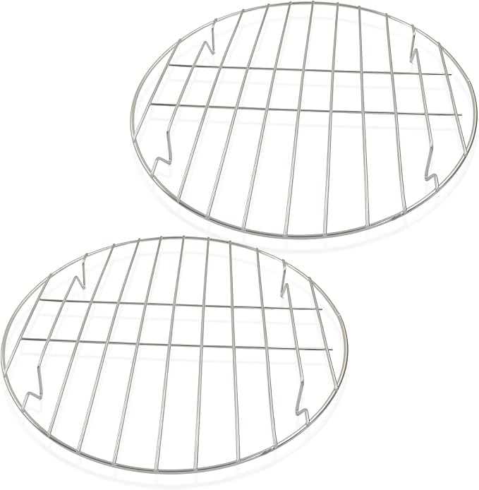10.5" Round Cooking Rack, 2 Pcs, Stainless Steel | Baking, Cooling, Steaming, Grilling, For Air Fryer, Pressure Cooker, Cooking Enthusiasts