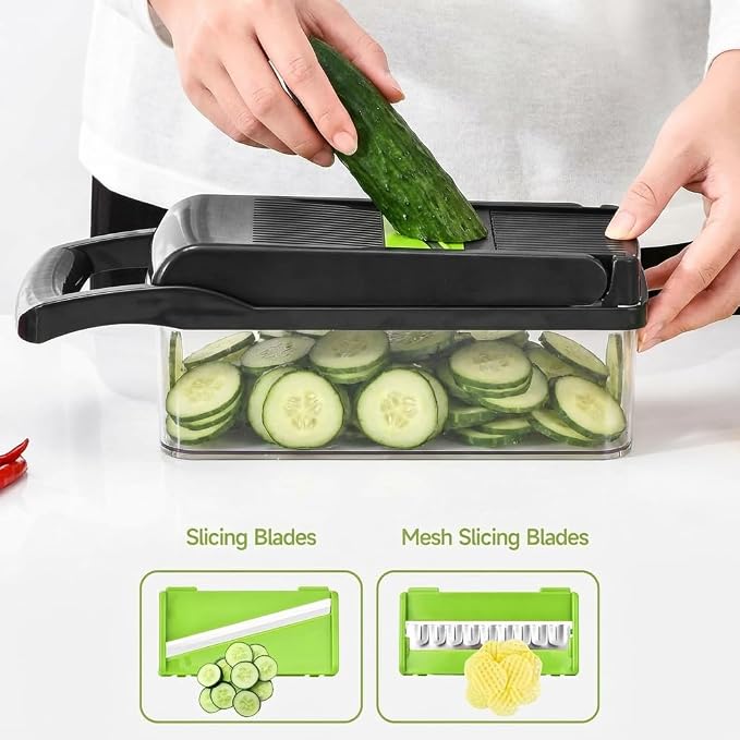 15 in 1 Vegetable Chopper, Food Veggie Chopper, Onion and Vegetable Slicer with Container, Dicer, Kitchen Gadget and Essential