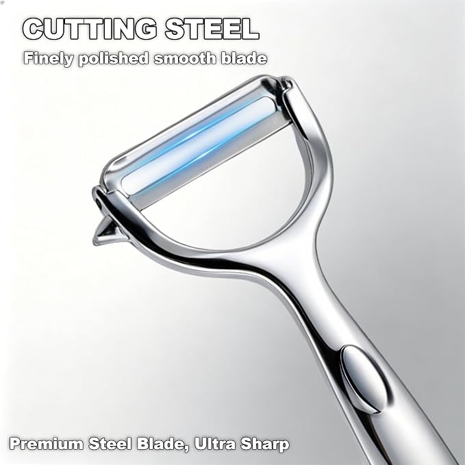 Premium Stainless Steel Vegetable Peeler, Ultra Sharp Y-Shaped Fruit and Potato Peeler with Ergonomic Non-Slip Handle, Heavy Duty Kitchen Tool for Carrot, Apple, Cucumber, Dishwasher Safe