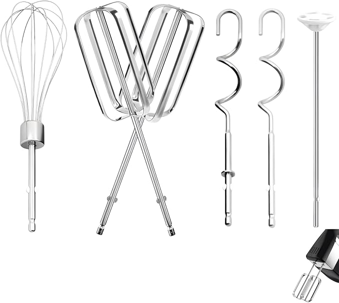 6-Pack Hand Mixer Beater Attachments for Hamilton Beach Mixers | Fits 62632R, 62682RZ, 62692, 62695V and 64699; includes dough hooks, whisk and blending rods for versatile mixing
