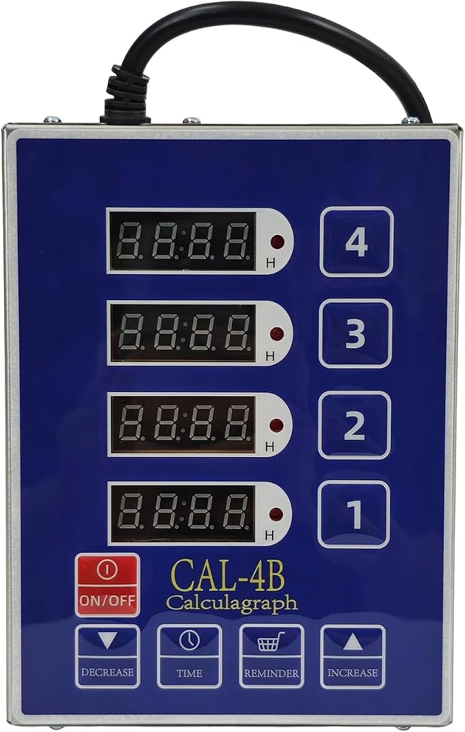 4 Channel Precision Kitchen Timers for Cooking, Commercial Kitchen Timer Restaurant Kitchen Supplies, Stainless Steel Digital LED Chef Cooking Timer, Reminder Function, Drillable wall mounting, Blue