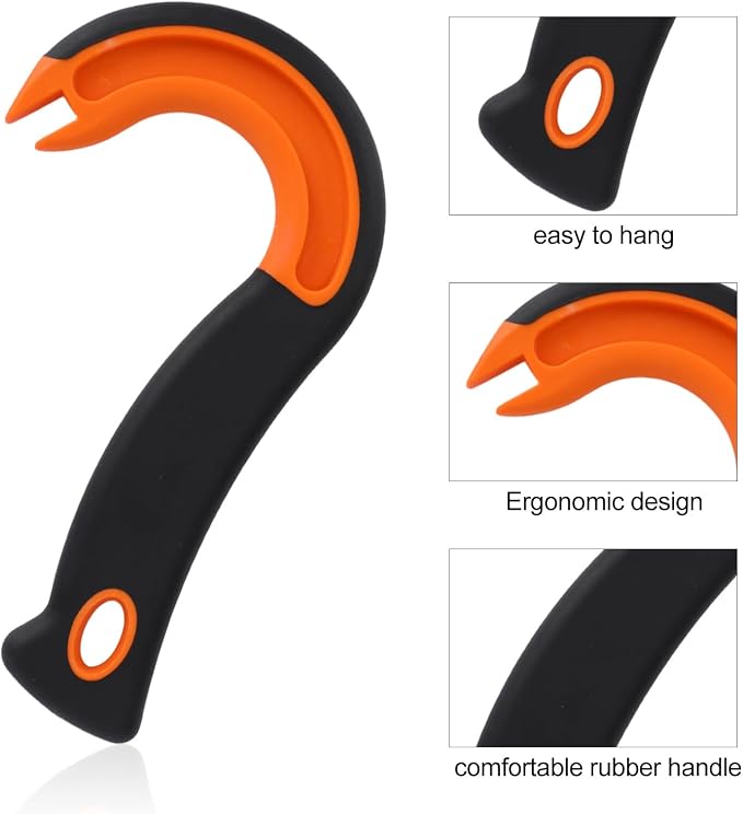 Easy Open Ring Pull Can Opener, J Hook Can Opener Pull Tab with No-Slip Grip for Seniors Kids Weak Hands Manual Soda Beer Pop Top Tin Bottle Jar Lid Lifter Tool (Orange)