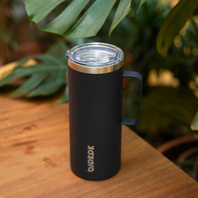 BJPKPK 32oz Insulated Coffee Mug with Handle, Stainless Steel Travel Mug | Keeps Drinks Hot & Cold, Double Wall Vacuum, 2 Lids Included, BPA-Free Coffee Tumbler for Home, Office & Travel
