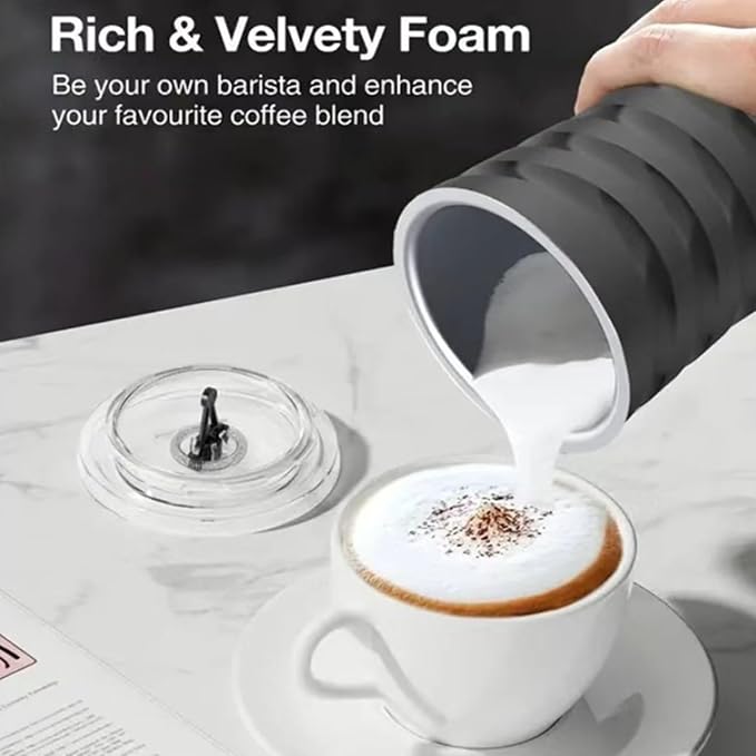 Milk-Frother, 4-in-1 Milk-Steamer-and-Frother, Hot & Cold Foam Milk Warmer with Temperature Control, Auto Shut-Off Frothers for Coffee, Latte, Cappuccino, Macchiato (White)
