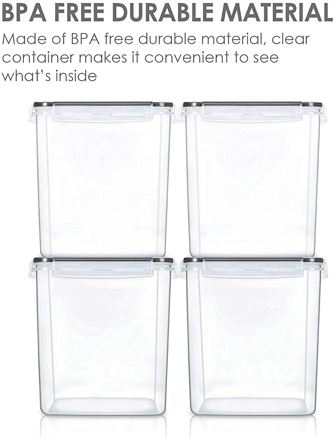 Vtopmart 2.5 L Flour Sugar Storage Containers, 4 PCS, Black | Airtight Seal, Multiple Sizes, BPA Free, Food Grade Material, Dishwasher Safe (Not Lids)