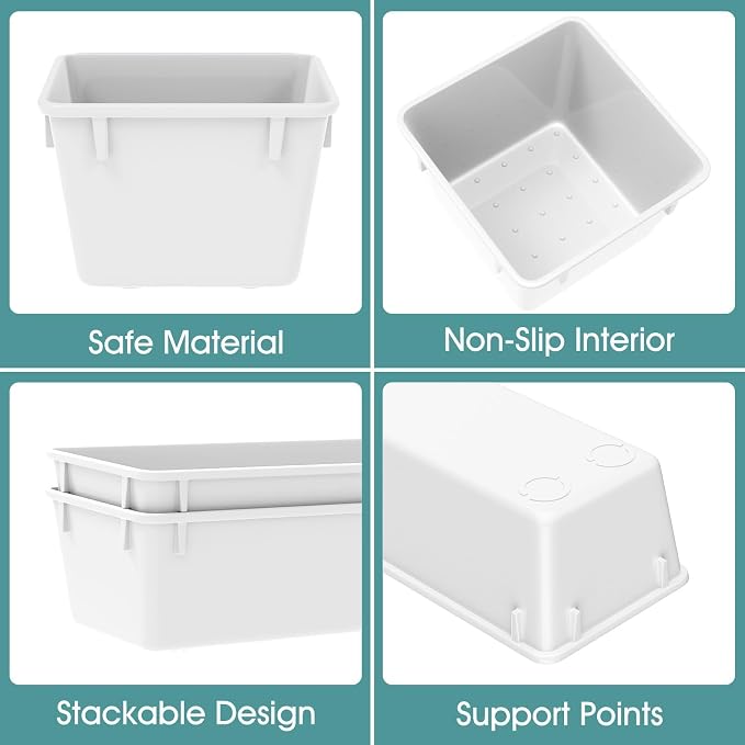 25 PCS Plastic Drawer Organizer Set, Makeup Organizers and Storage Bins | 4 Sizes Desk Drawer Divider Organizers and Storage Bins for Jewelry, Gadgets for Kitchen, Bedroom, Bathroom, Office, White
